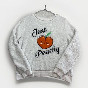 Weekend Edition Just Peachy Sweater Women’s Sz S Fuzzy Sherpa Fleece Cozy Comfy